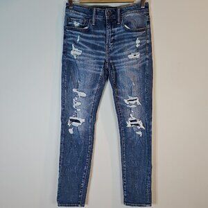 American Eagle Airflex+ Temp Tech Men's Distressed Style Blue Skinny Jeans